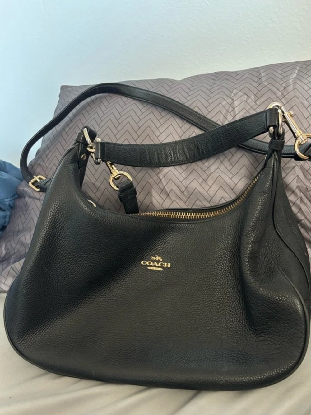 Coach Black Pebbled Leather Teri Hobo Bag